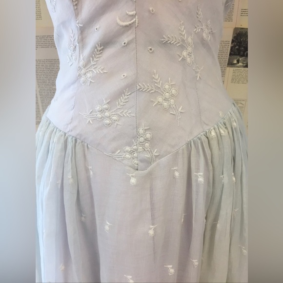 Vintage 1956 Eyelet Organza Pastel Periwinkle Blue Wedding Gown - Picture 4 of 9